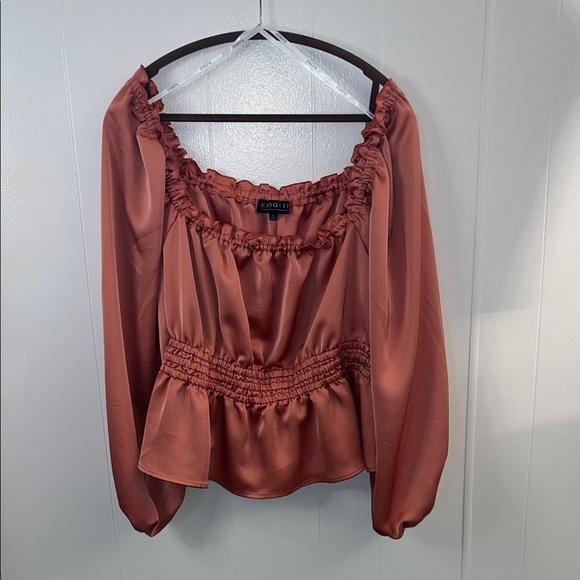 Eloquii Tops - Eloquii Rust Ruched Blouse
